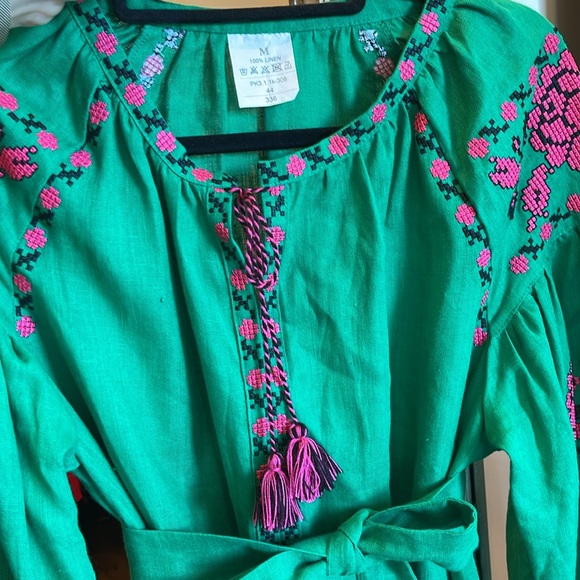 Handmade Linen Embroidered Maxi Dress - Picture 9 of 10